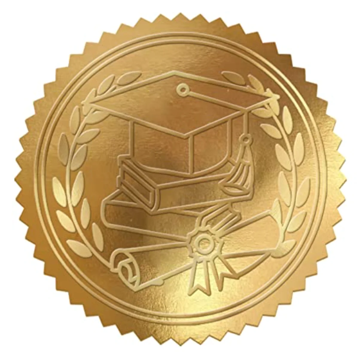 500 Pcs 2026 Graduation Cap Foil Seal Sticker Embossed Gold Self Adhesive