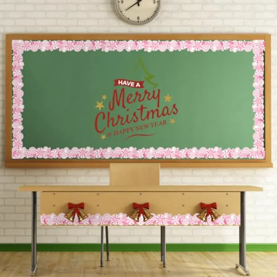 32.8 Ft Christmas Bulletin Board Border Candy Peppermint Border Trim Self, view 4