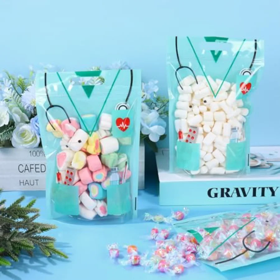 50 Pcs Nurses Day Cellophane Ziplock Bags Doctors Day Sealing Pouches with, view 3