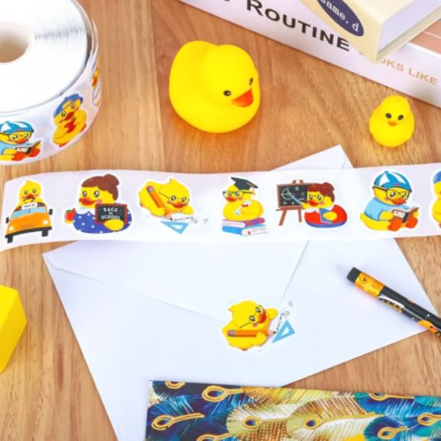 1000 Pcs Back to School Rubber Duck Roll Stickers Self-Adhesive Funny, view 3