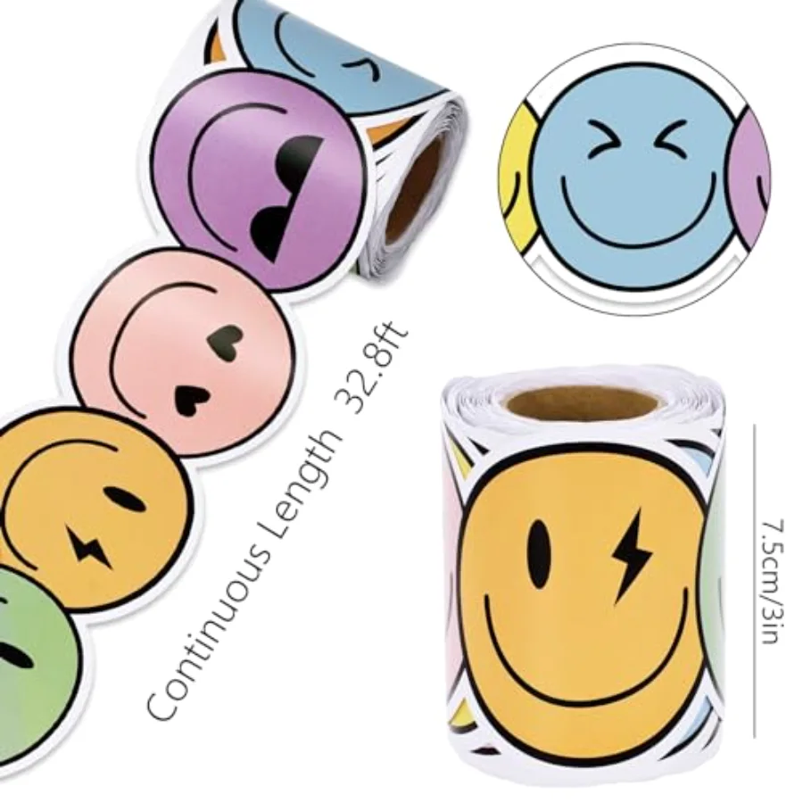 32.8 Ft Preppy Happy Face Bulletin Board Border Sunglasses Heart Smile, view 2