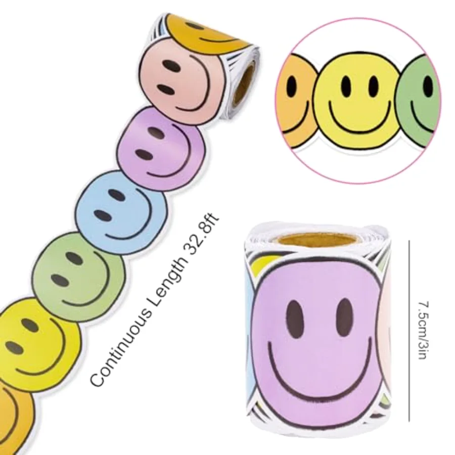 32.8 Ft Boho Happy Face Bulletin Board Border Pastel Color Smile Face Die, view 2