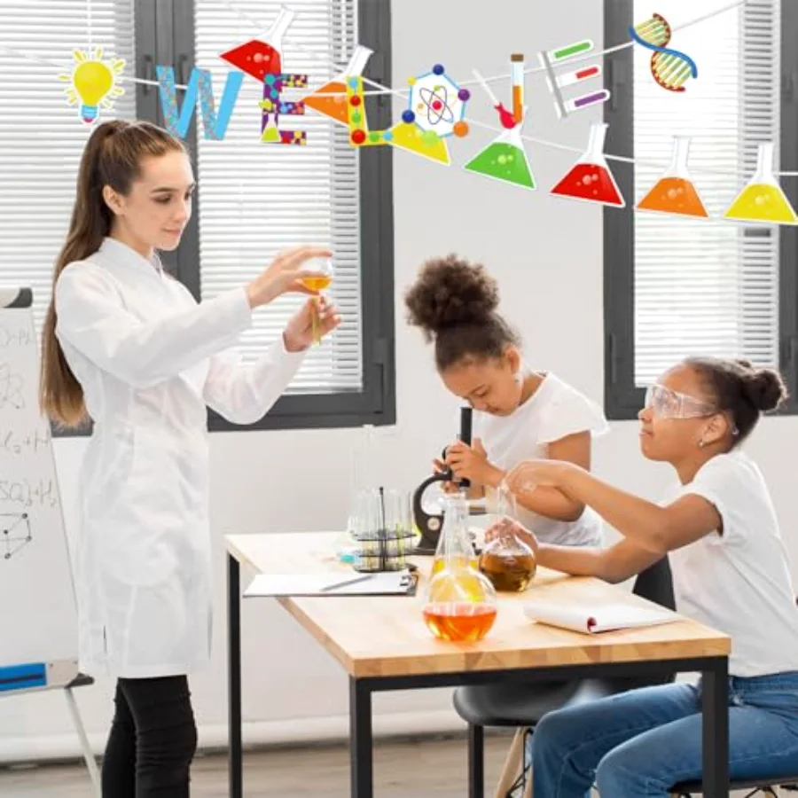 5Pcs Science Banners Back to School We Love Science Garland Hanging, view 3