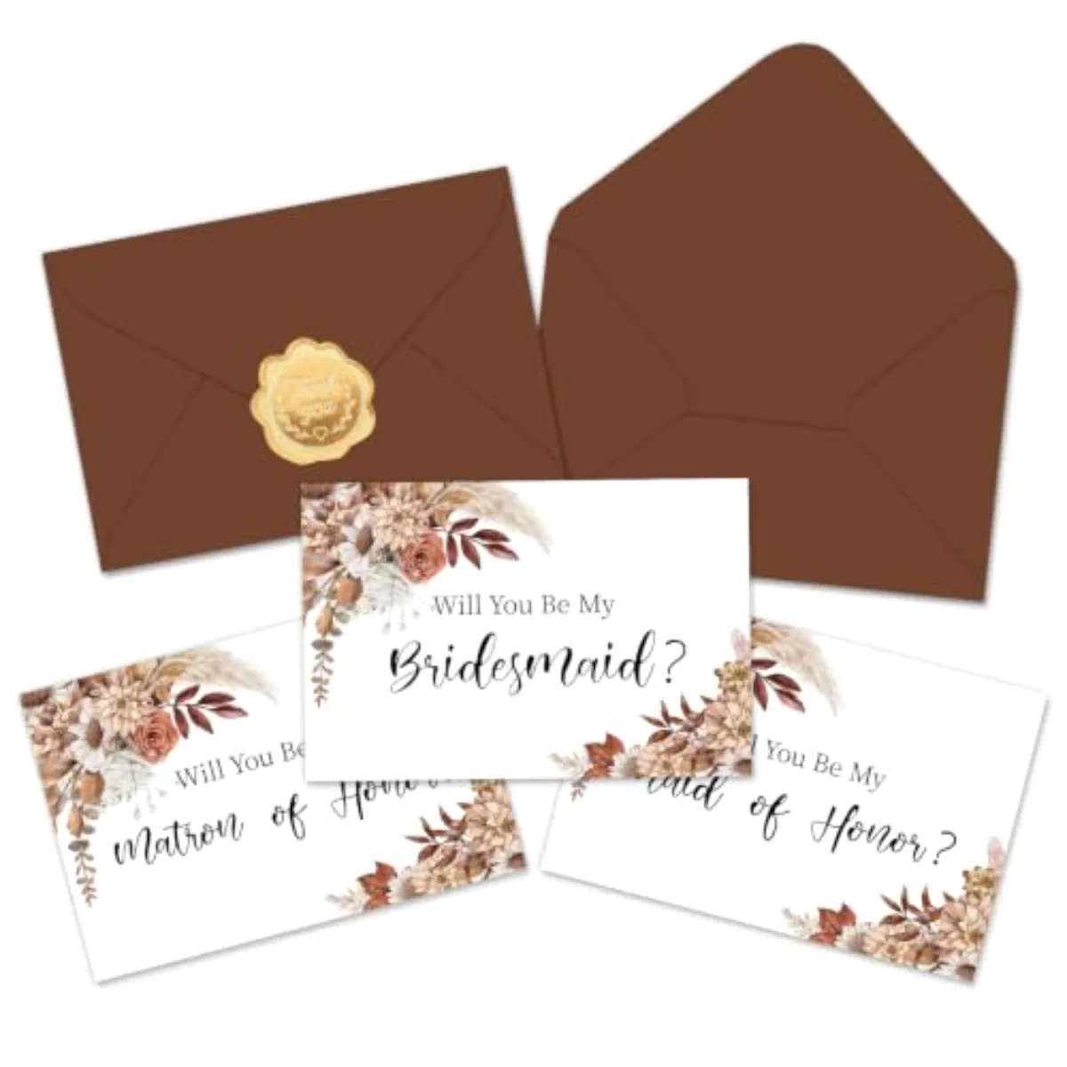 11Pcs Fall Bridesmaid Proposal Cards with Envelopes Stickers Retro Boho