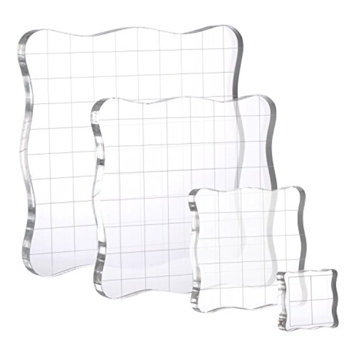 4 Pieces Stamp Blocks with Grid and Grip