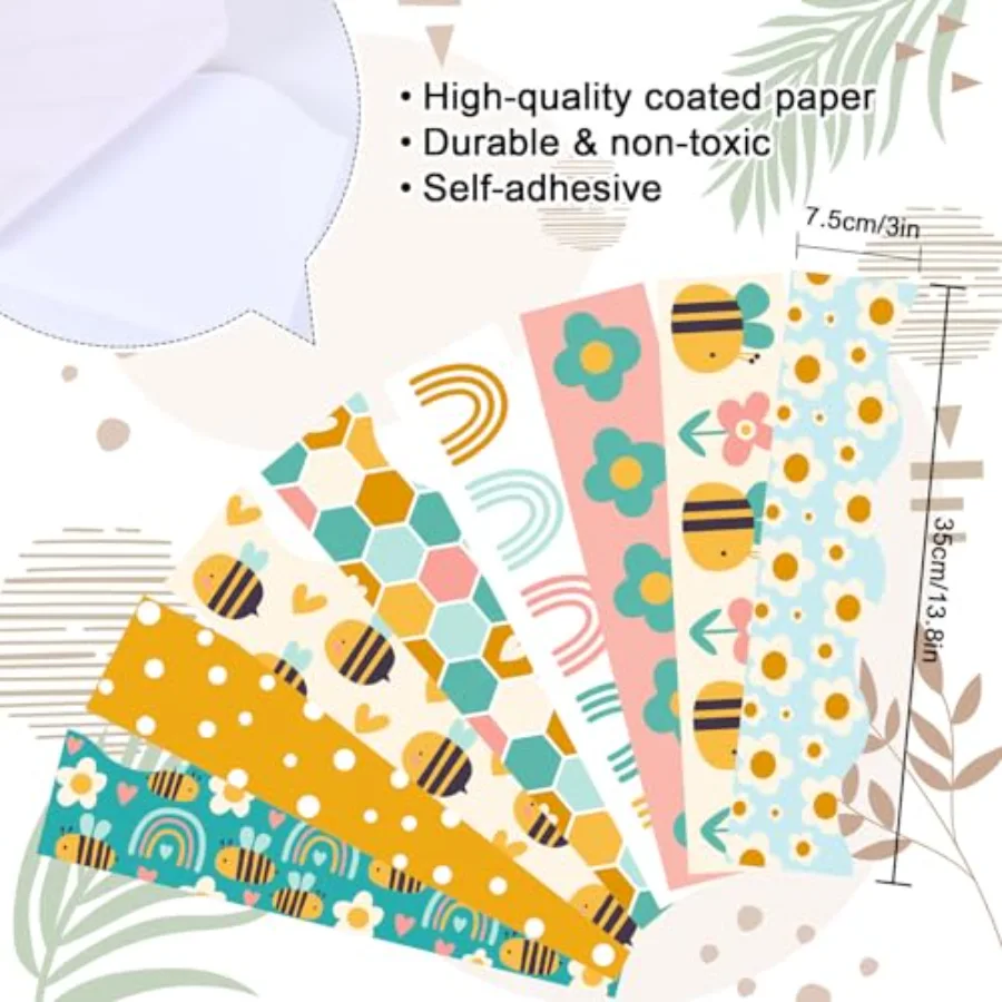 82Ft Bee Bulletin Board Borders 8 Designs 72Pcs Boho Bee Honeycomb, view 2