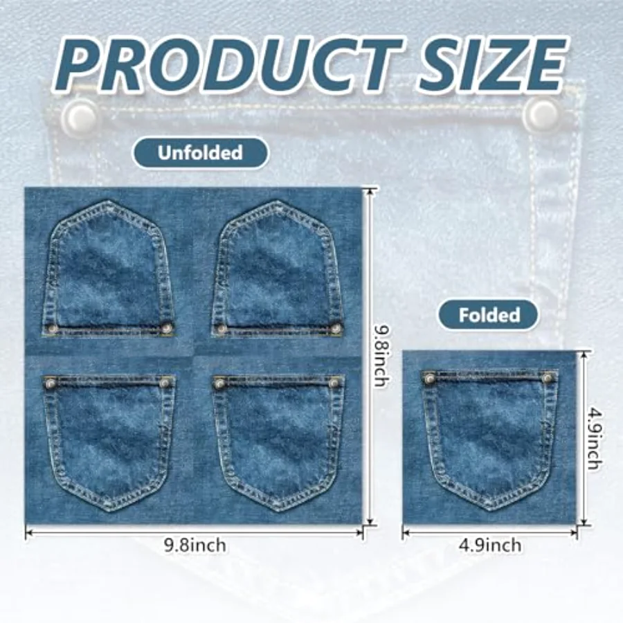50Pcs Blue Jean Cocktail Napkins Denim Style Paper Napkins Western, view 2