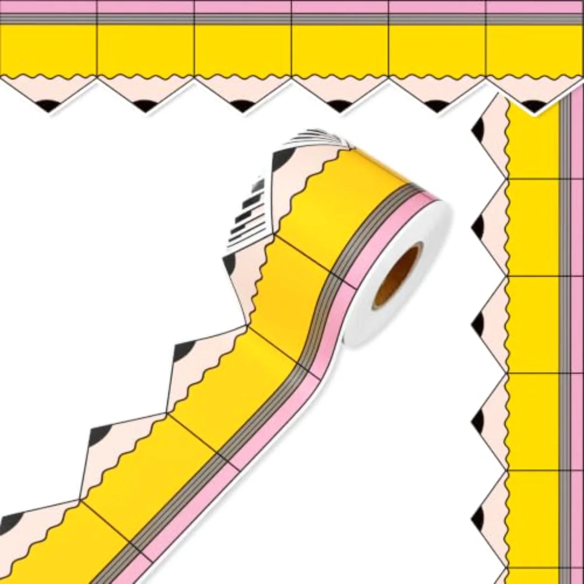 65.6 Ft Back to School Bulletin Board Border Classic Yellow Pencil Die-Cut