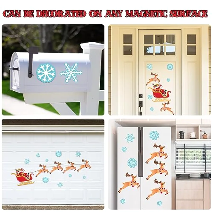 Merry Christmas Garage Decoration Magnet Stickers Santa Sleigh Garage Door, view 4