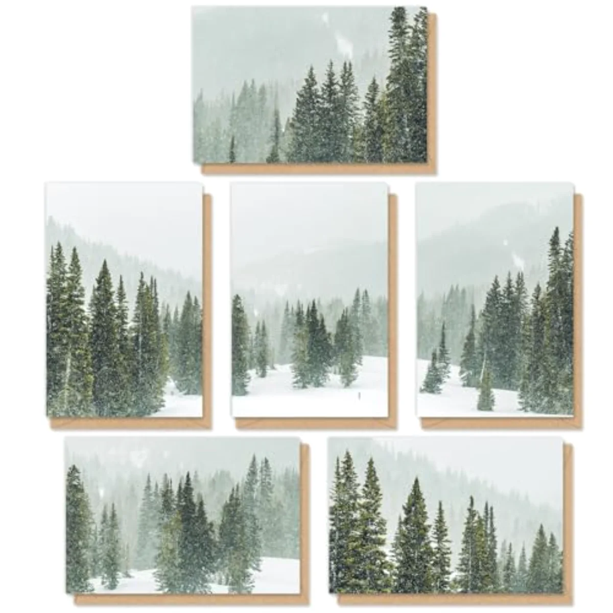 36 Pack Christmas Tree Cards with Envelopes Stickers Winter Forest