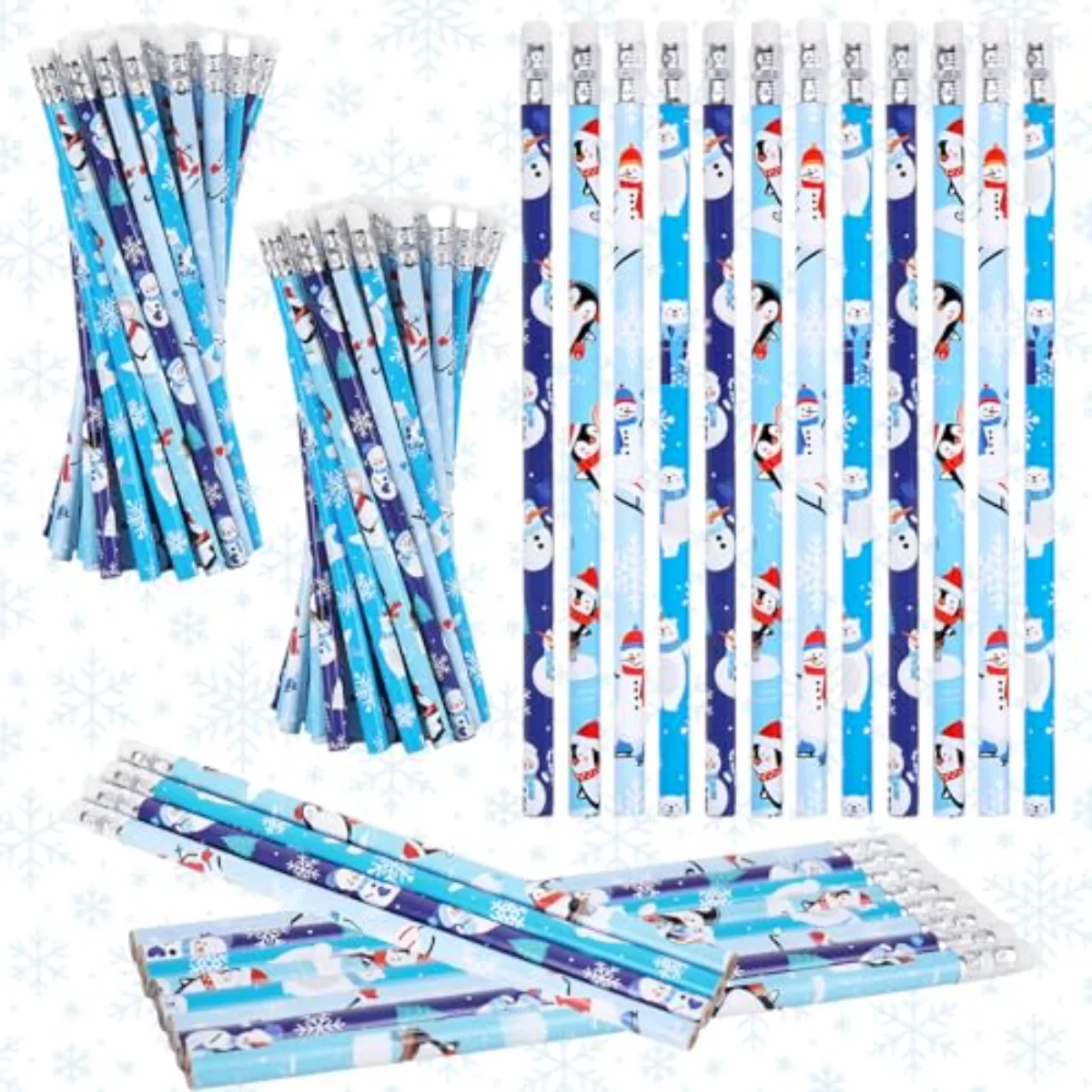 100Pcs Winter Polar Animal Pencils with Erasers Back to School Writing