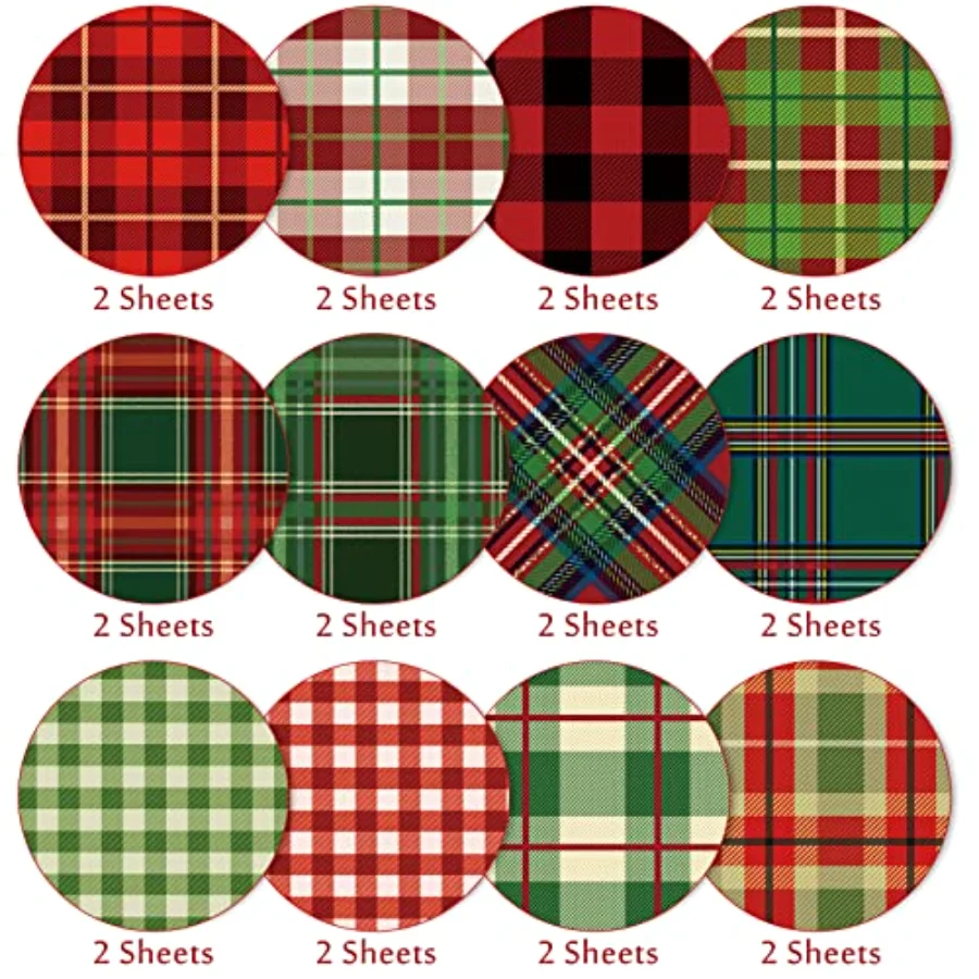 24 Sheet Christmas Pattern Paper Pack Christmas Plaid Scrapbook Specialty, view 3