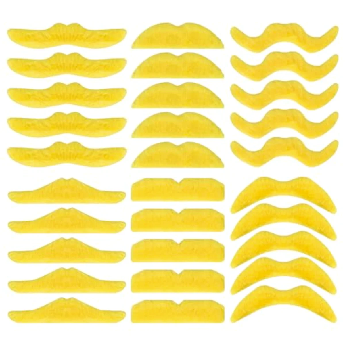 60Pcs Yellow Fake Mustache Halloween Self-Adhesive Mustaches Beard Set for
