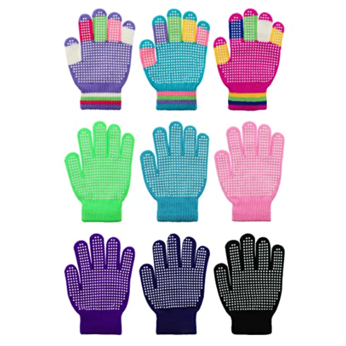 9 Pairs Kids Anti-Skid Magic Gloves Winter Stretchy Warm Knitted Gloves