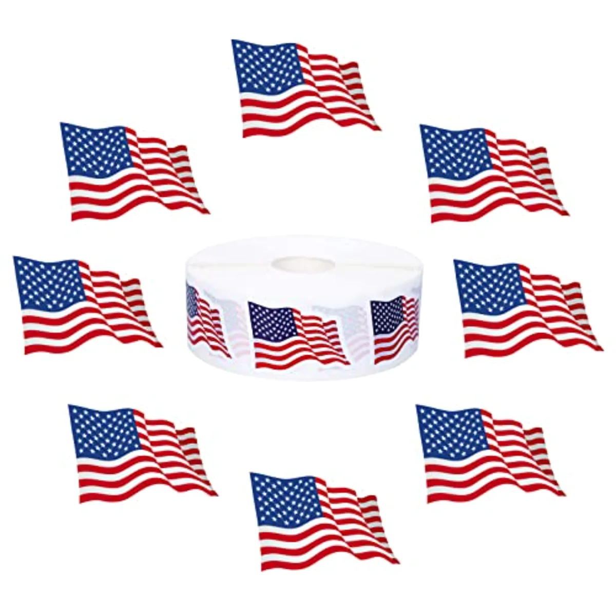 1000Pcs American Flag Stickers Patriotic USA Flag Stickers 4th of July Red