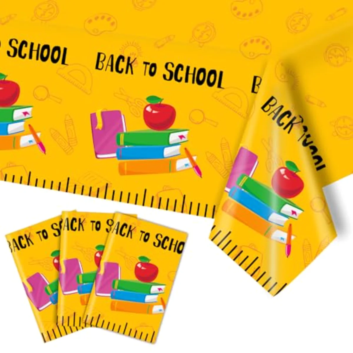 3 Pcs Back to School Tablecloth 54 x 108 Inch Waterproof Table Cover