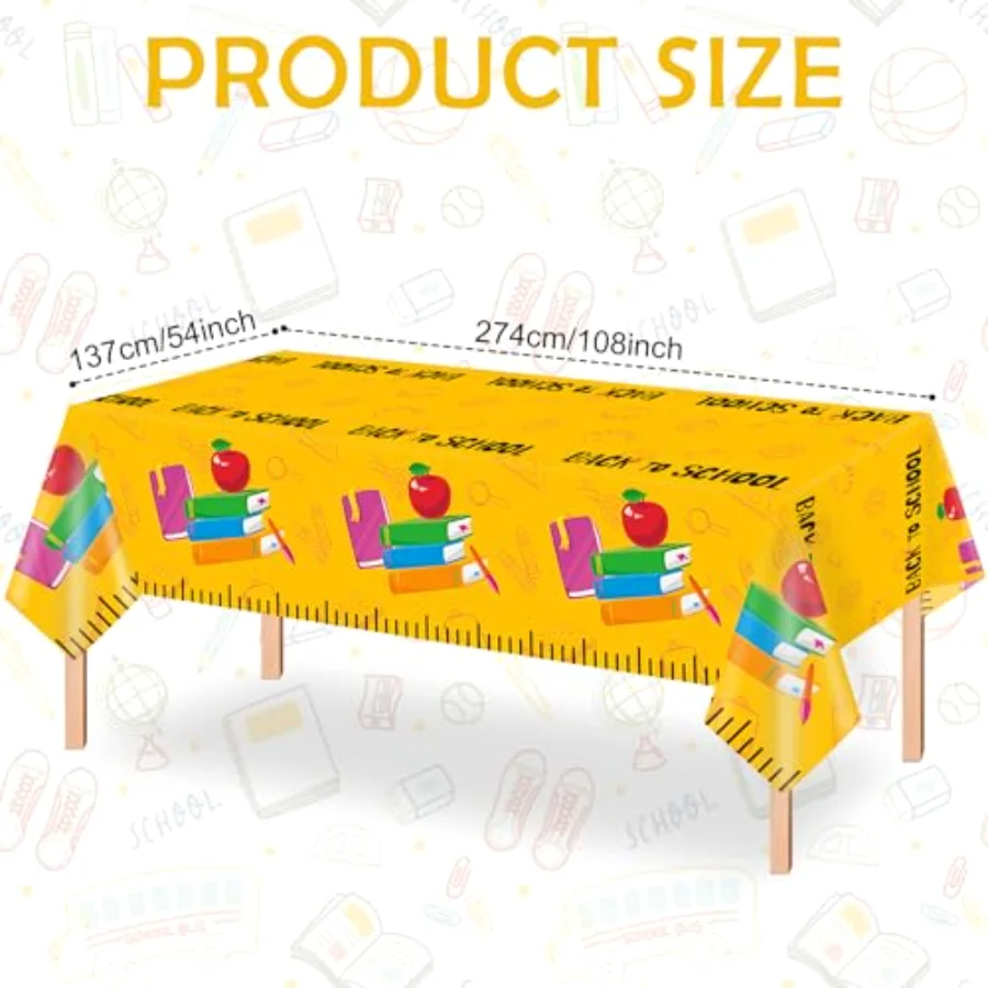 3 Pcs Back to School Tablecloth 54 x 108 Inch Waterproof Table Cover, view 2