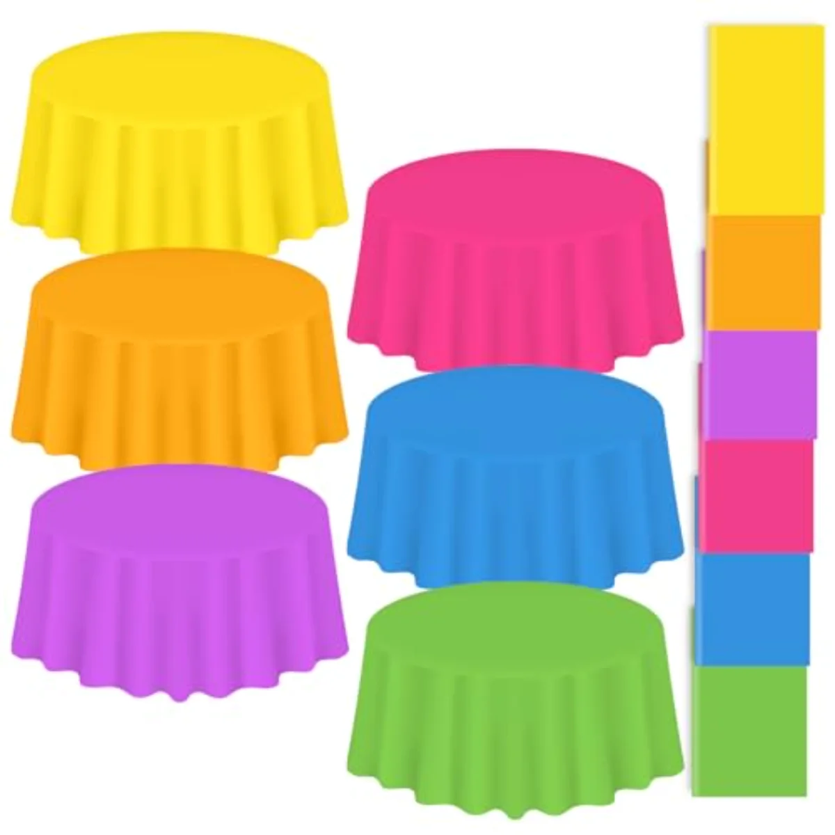 24 Pcs Neon Color Plastic Tablecloth 6 Fluorescent Colors Round Table