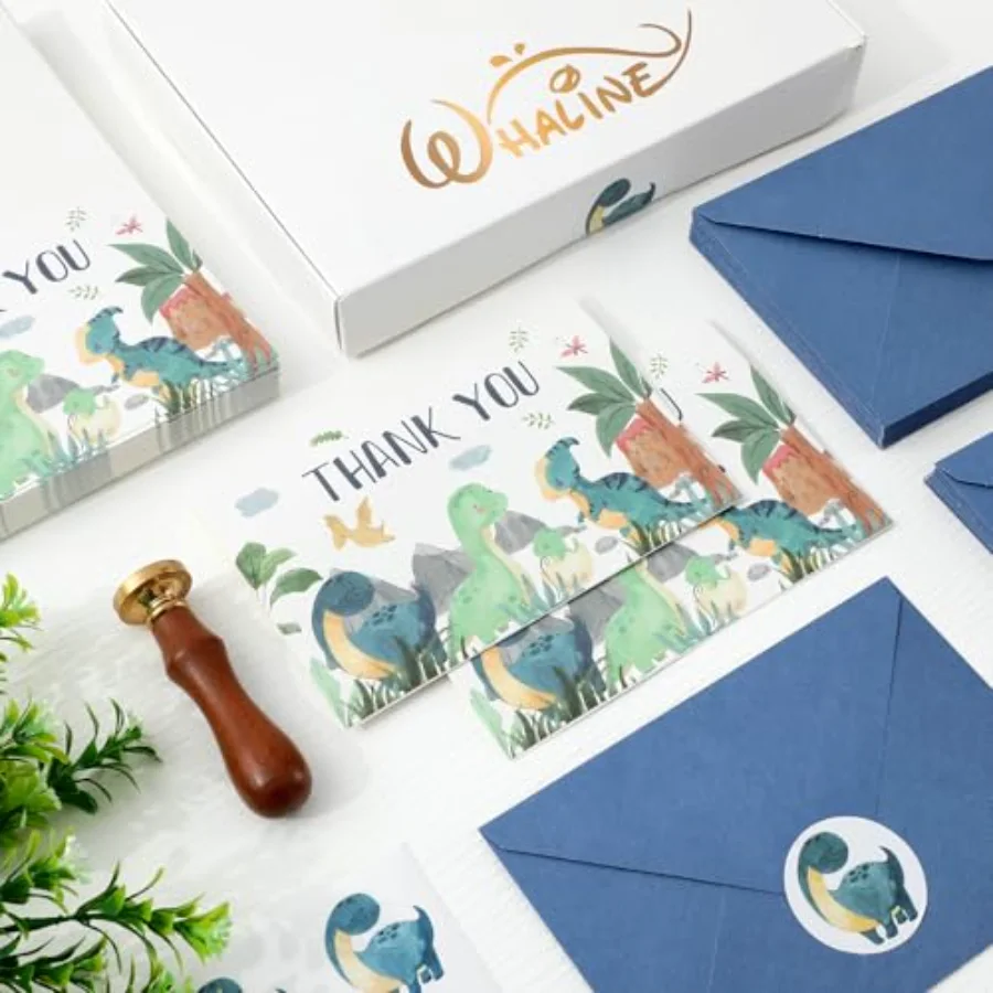 50 Pack Dinosaur Thank You Cards Boxed Watercolor Greeting Cards with, view 4