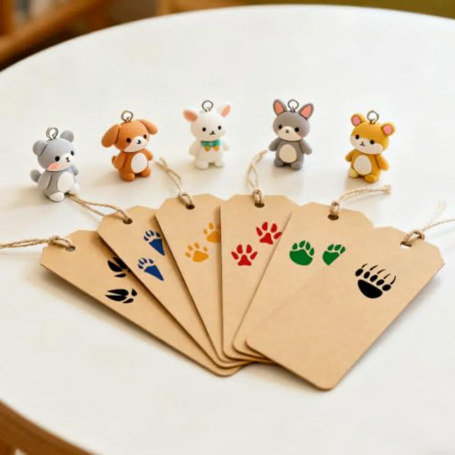 24 Pcs Animal Footprint Wooden Rubber Stamps Cartoon Animal Paw Prints DIY, view 3