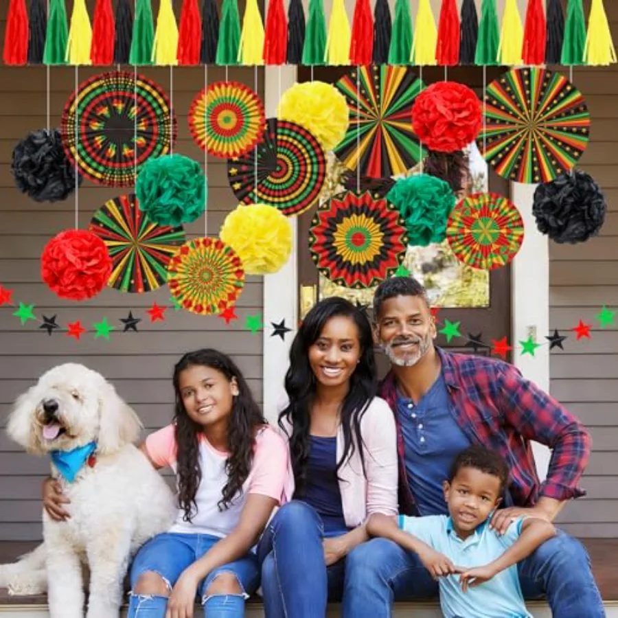 38 Pcs Juneteenth Party Decoration Set Black History Month Hanging Paper, view 4