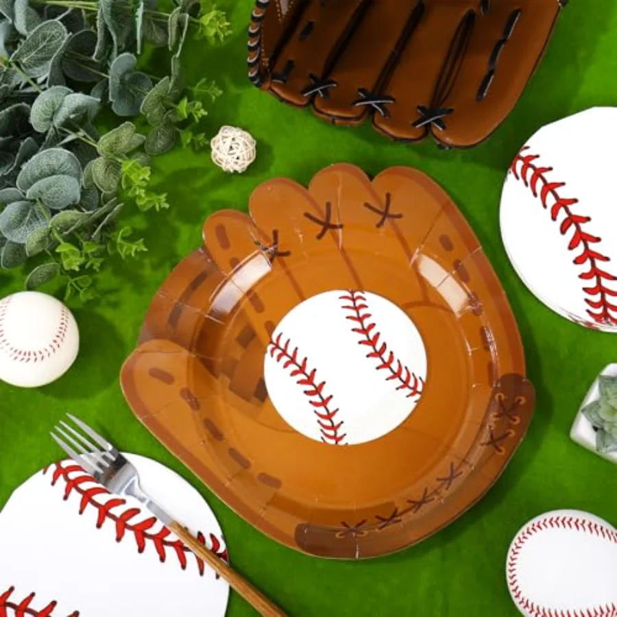 90Pcs Baseball Party Plates Napkin Set Glove Paper Plates Baseball, view 3