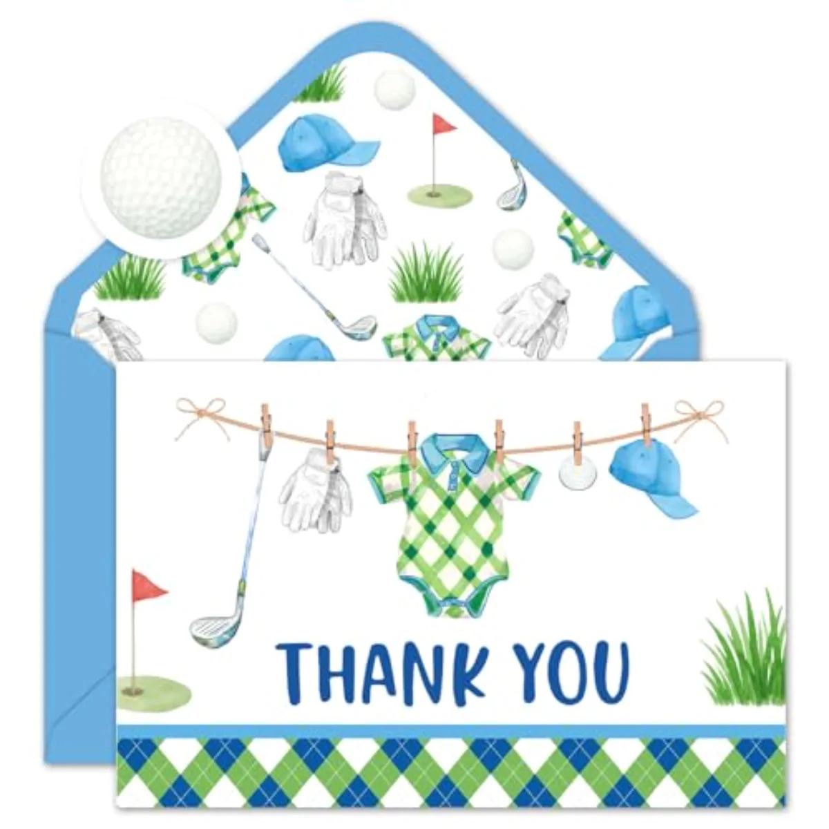 50 Pack Golf Baby Shower Thank You Cards Greeting Card with Envelopes