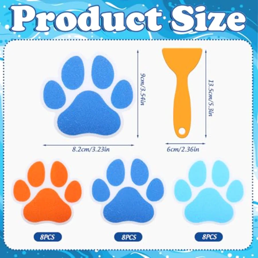 24Pcs Dog Paw Bathroom Non Slip Stickers Waterproof Anti Slip Bathtub, view 2