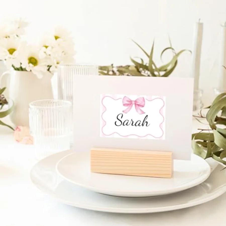 180 Pcs Pink Bow Name Tag Stickers Pretty Bowknot Rectangle Nameplate, view 4