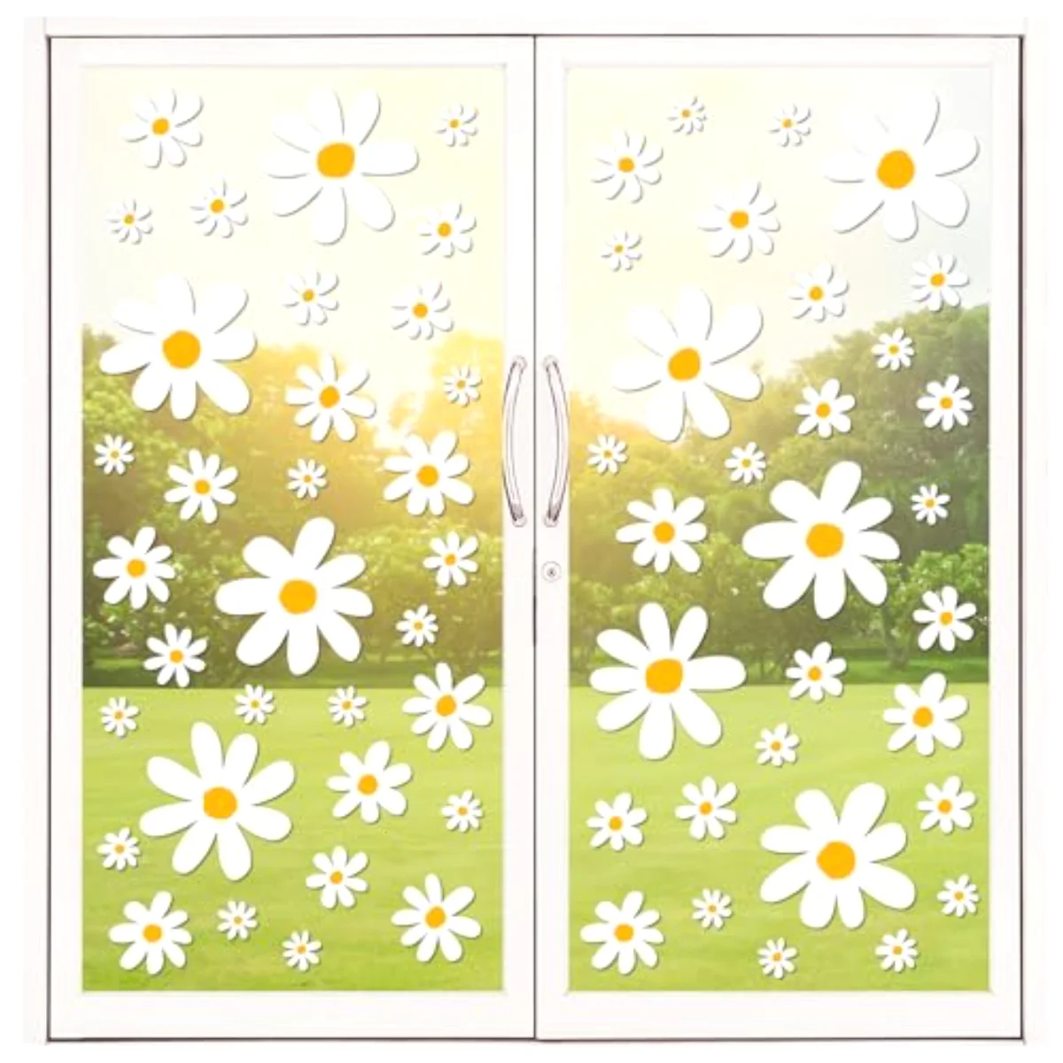 154 Pcs Daisy Flower Window Clings Boho Daisy Floral Window Decal White