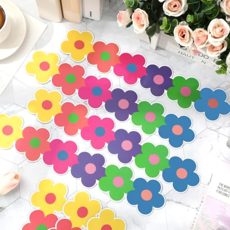 24 Pcs Preppy Hippie Flower Magnetic Bulletin Board Border Back to School, view 4