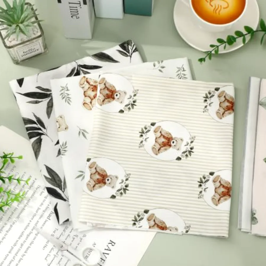 10Pcs Bear Cotton Fabric Bundles, view 4