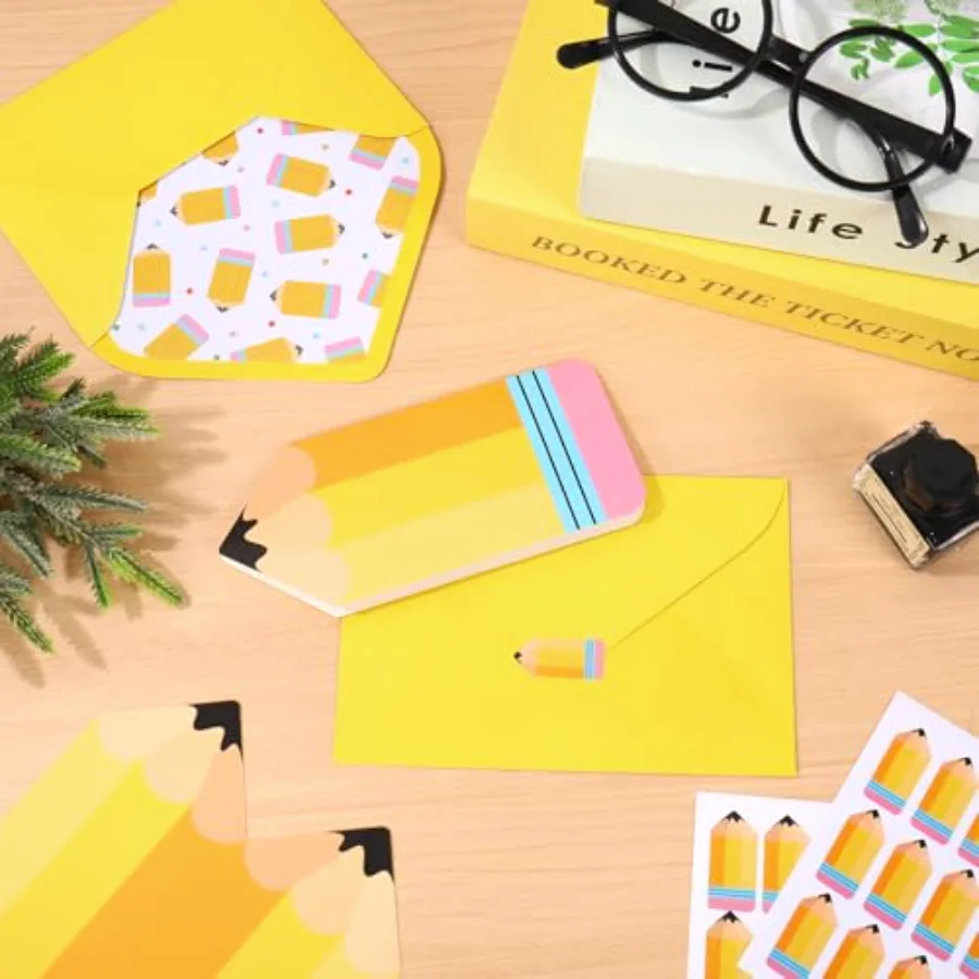24 Pack Back to School Greeting Cards Pencil Dots Blank Note Cards with, view 4