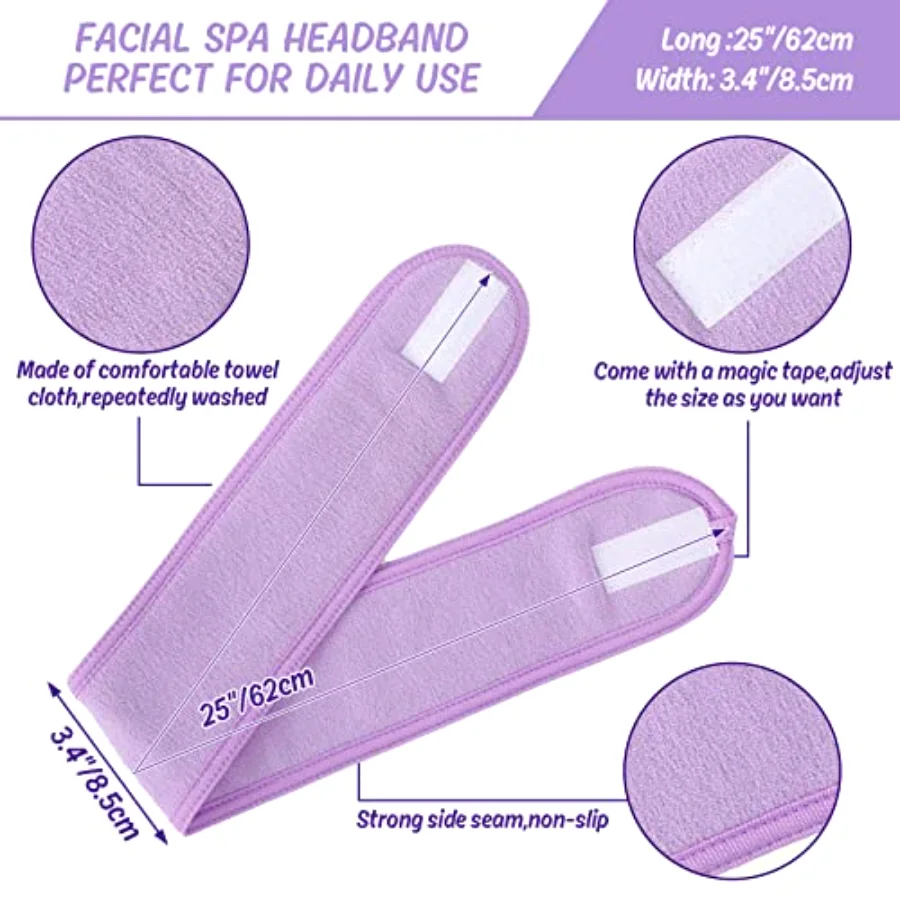 Spa Facial Headband Make Up Wrap Head Terry Cloth Headband Adjustable, view 2
