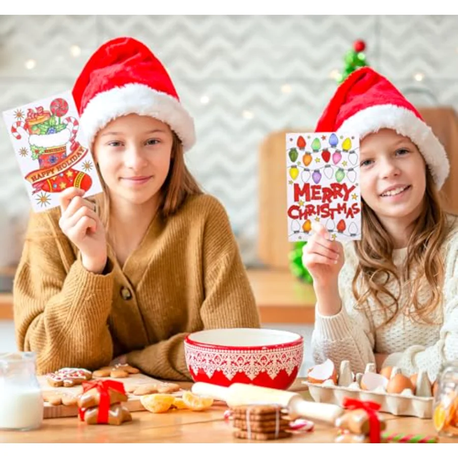 48 Pack Blank Christmas Color Your Own Postcards to Santa 6 Designs, view 4