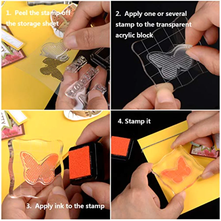 Large Acrylic Stamp Block Clear Stamping Tools Set with Grid Lines for Art, view 3
