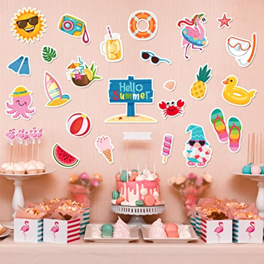 48Pcs Summer Beach Cutouts Tropical Sea Beach Pool Party Cutouts, view 3
