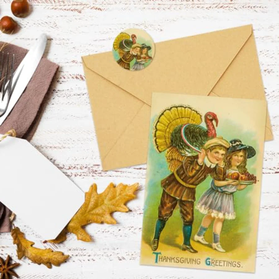 40 Pack Thanksgiving Greeting Cards Vintage Fall Blank Cards with, view 4
