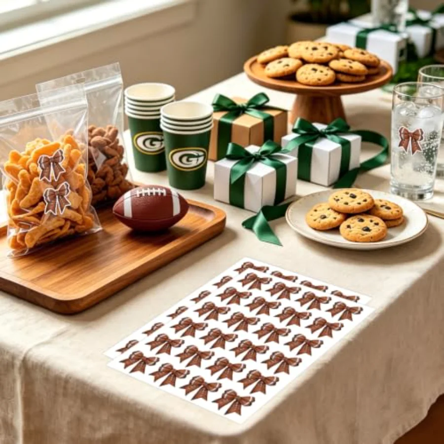 480Pcs Football Bow Stickers Brown Football Decals Sport Themed, view 4