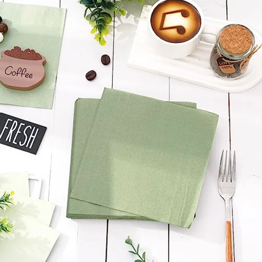 150 Pack Sage Green Paper Napkin 3 Sage Green Colors Disposable Luncheon, view 3