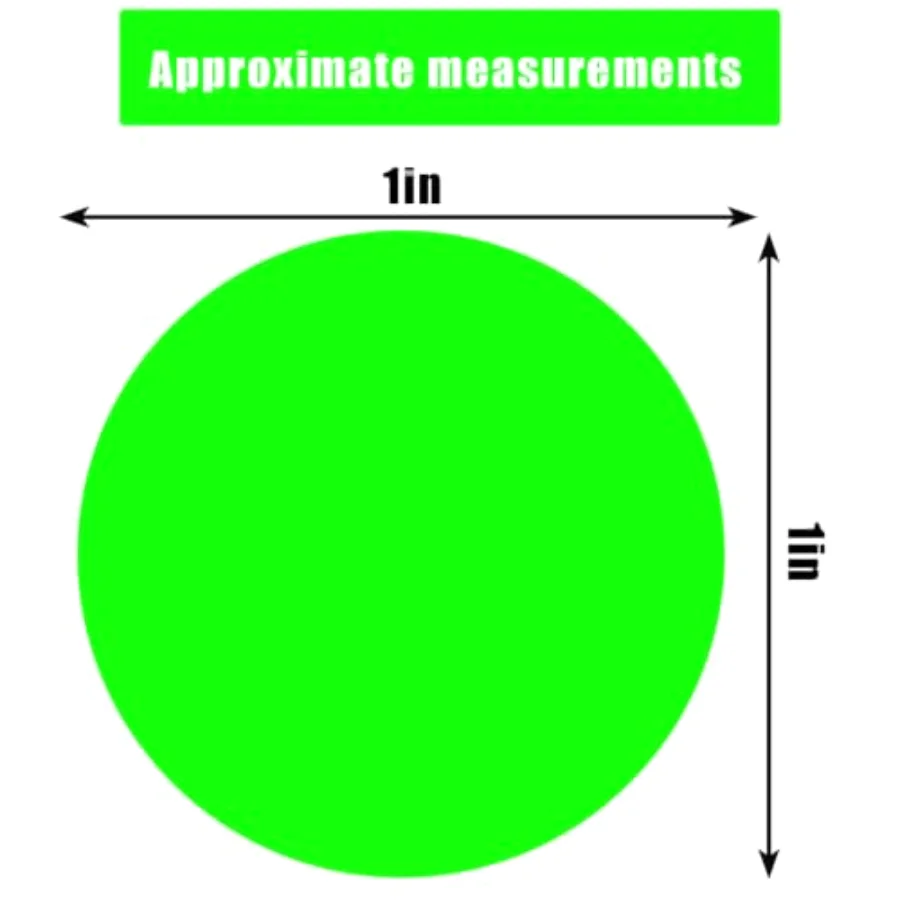 1200 Pcs Fluorescent Green Dot Sticker 1-Inch Removable Neon Green Round, view 2