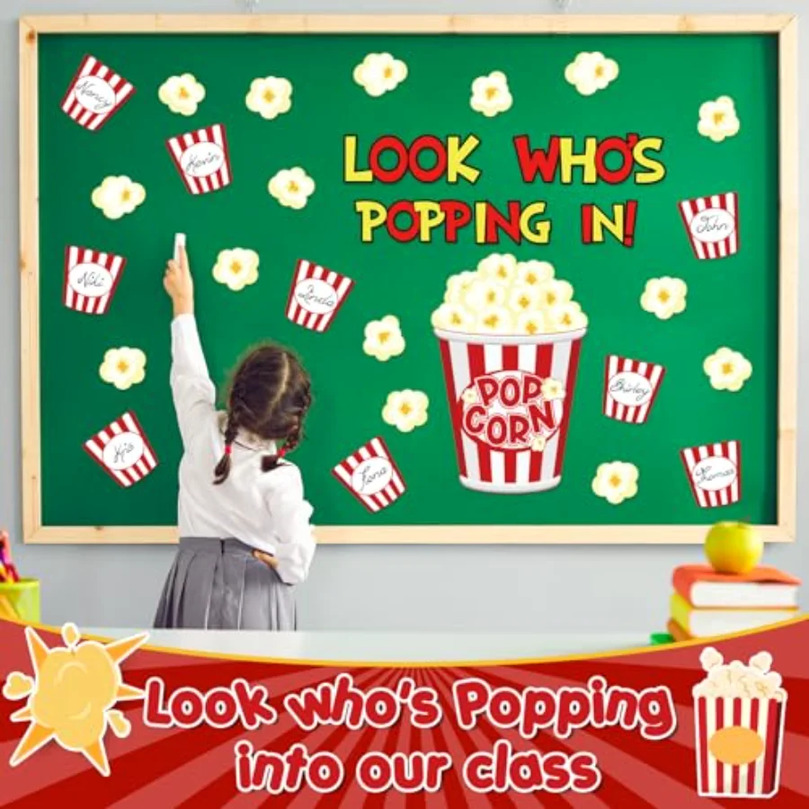 77Pcs Popcorn Bulletin Board Decorations Popcorn Bucket Cutouts Movie, view 3