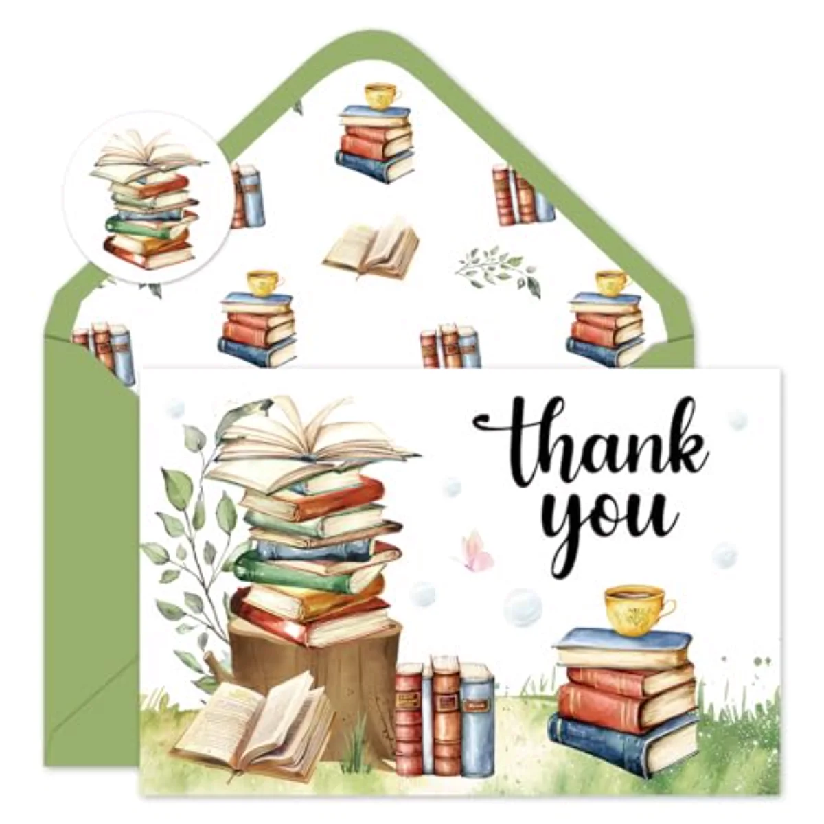 24 Pack Storybook Thank You Cards A New Chapter Book Theme Note Card with