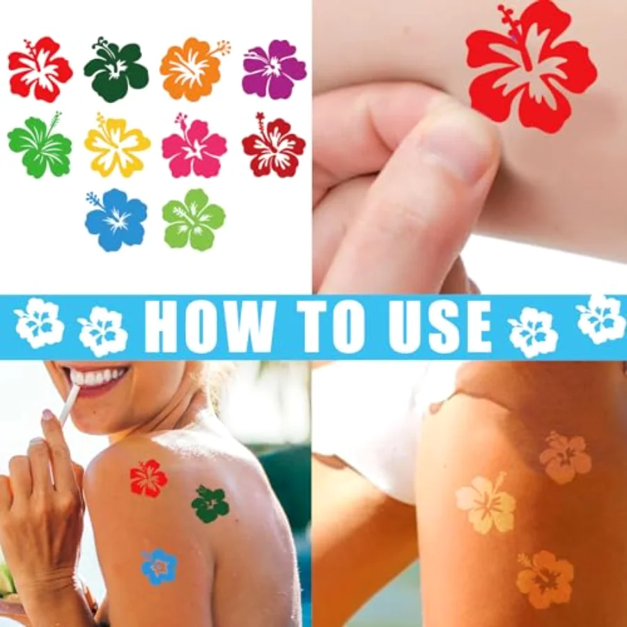 500Pcs Hibiscus Flower Tanning Sunbathing Stickers Colorful Floral Self, view 3