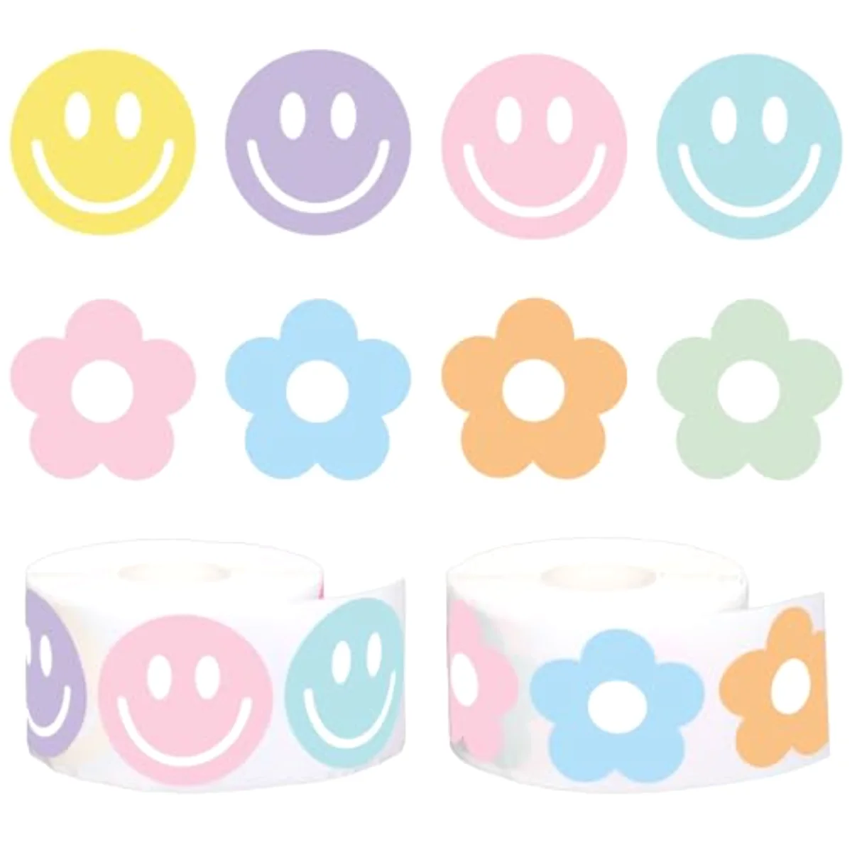 1000 Pcs Boho Smile Stickers Back to School Colored Happy Face Daisy