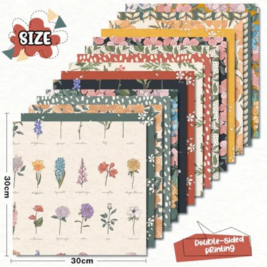 30Pcs Floral Garden Pattern Paper Vintage Flower Botanic Scrapbook, view 2