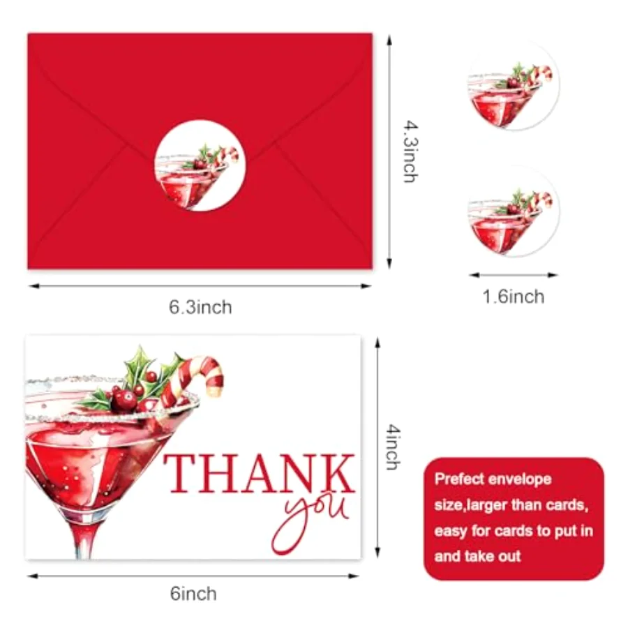 24Pcs Christmas Thank You Cards Blank Note Cards with Envelopes Stickers, view 2
