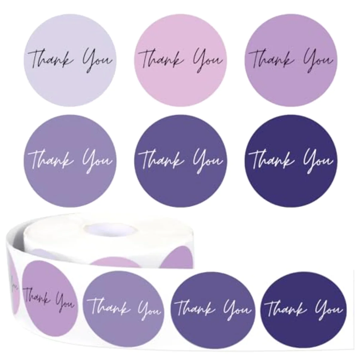 1000Pcs Purple Thank You Stickers 6 Lavender Colors Paper Decals Adhesive