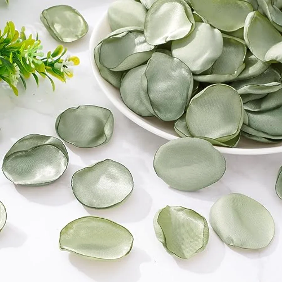 600 Pcs Silk Rose Petals Sage Green Flower Petals Artificial Scatter, view 4