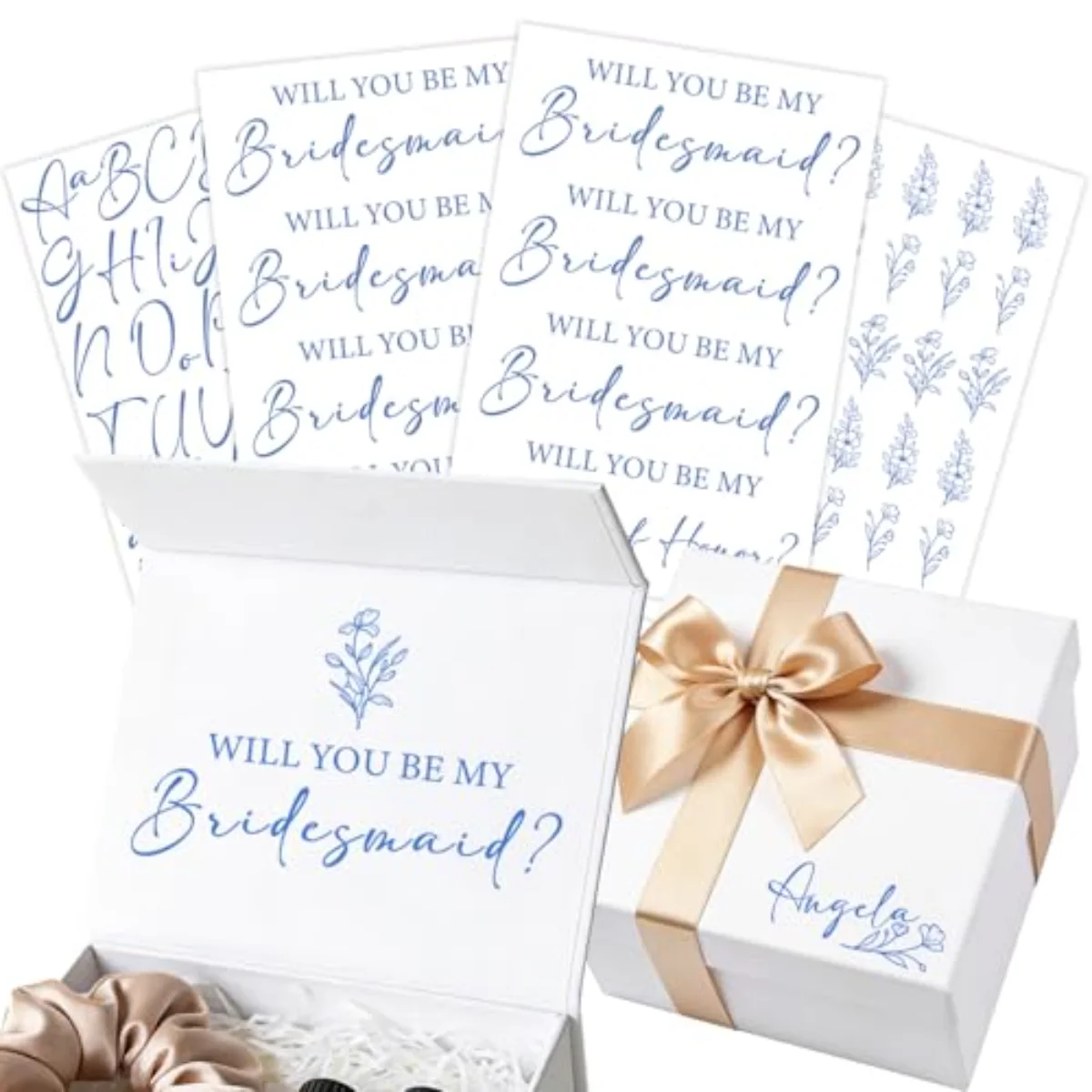 10 Pcs Will You Be My Bridesmaid Transfer Stickers Blue Vinyl Maid of